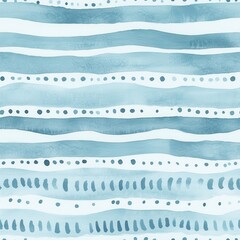 Aufkleber - Calming watercolor doodle design featuring soft blue stripes and delicate dots creating a serene atmosphere for relaxation