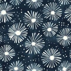 Poster - Calming watercolor doodles with floral patterns and soothing dark background created for relaxation and creativity