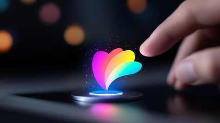 Fototapete - Interactive Colorful Digital Heart