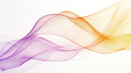 Poster - Curved pencil strokes in gradient lavender and orange creating fluid movement across a light background