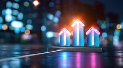 Poster - Colorful 3D Arrows Symbolizing Growth and Progress in Business