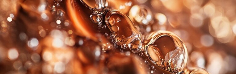 Poster - warm caramel and chocolate brown bokeh creates a soothing backdrop with reflections and bubbles