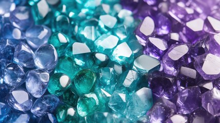Poster - Gradient wave layers showcase emerald green sapphire and amethyst gemstones in stunning display of color and texture