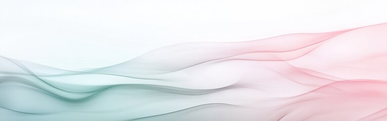 Poster - Softly flowing mint and pink hues create a serene atmosphere in an abstract composition