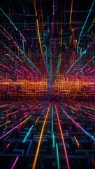 Fototapete - A vibrant and abstract depiction of soundwaves in a 3D musical spectrum.