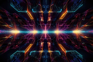 Fototapete - A vibrant and abstract depiction of soundwaves in a 3D musical spectrum.
