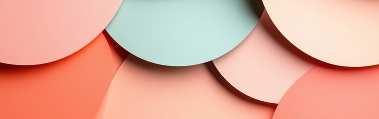 Aufkleber - Elegant arrangement of pastel mint and coral arcs creating a soothing visual composition on a soft backdrop