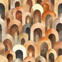 Poster - Intricate doodle cartoon drawings featuring a vibrant array of arches and patterns