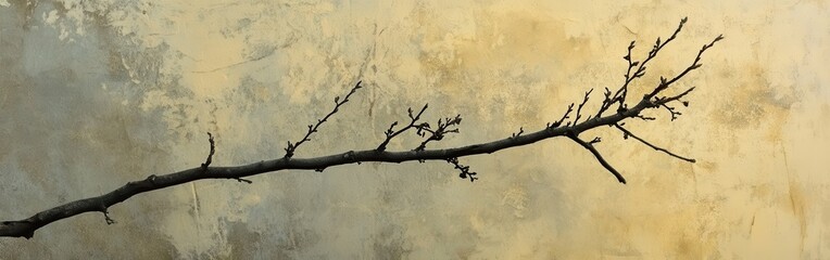 Poster - Silhouette of a tree branch against a muted textured background showcasing nature's simplicity and beauty