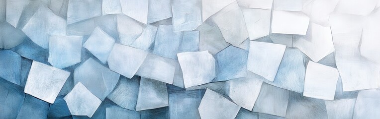 Leinwandbilder - Abstract pencil stroke grid fragments create a cool-toned geometric pattern with varying shades of blue and white