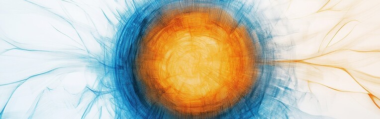 Aufkleber - Abstract pencil strokes create a vibrant gradient with circular elements in a captivating design