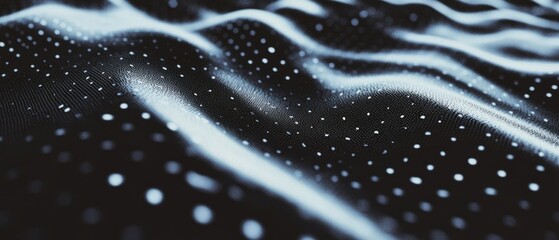 Poster - Textured surface with flowing patterns and contrasting white dots creating an abstract design