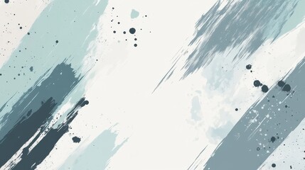 Poster - Abstract artwork featuring pastel mint and gray tones with brushstroke patterns and splashes