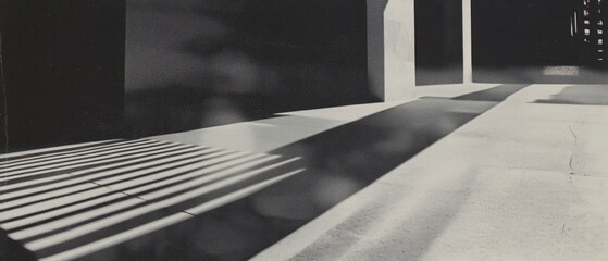 Aufkleber - Striking shadows cast on a concrete surface in a modern architectural setting during daylight