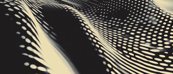 Poster - Abstract black and white pattern of flowing dots creating a dynamic visual effect in a smooth texture