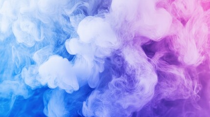 Poster - Ethereal Smoke Patterns in Blue Pink Color Gradient Background
