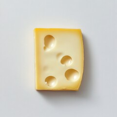 Poster - Swiss cheese slice with distinctive holes set against a plain background for culinary presentation and aesthetic appeal