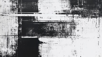 Poster - Industrial background featuring scratched textures in black and white with abstract patterns and layered elements