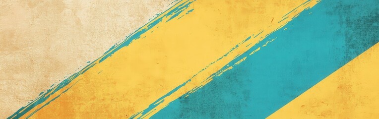 Poster - Playful diagonal stripes in yellow and turquoise create a dynamic design for creative projects and backgrounds