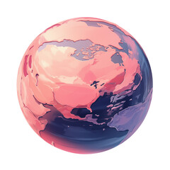 Aufkleber - pastel colored globe with soft texture, featuring continents in shades of pink and blue, isolated on transparency background. artistic design gives dreamy and abstract feel