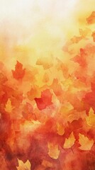 Poster - Vibrant autumn leaves in warm watercolor hues capture the essence of fall's beauty and tranquility