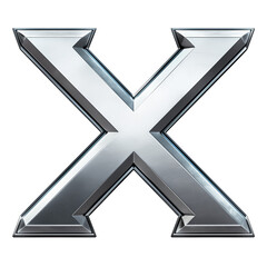 Aufkleber - silver metallic X symbol with glowing border, isolated on transparency background, showcasing futuristic and sleek design