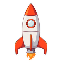Aufkleber - sleek silver rocket with vibrant orange design and circular window, isolated on transparency background, showcasing futuristic and dynamic appearance