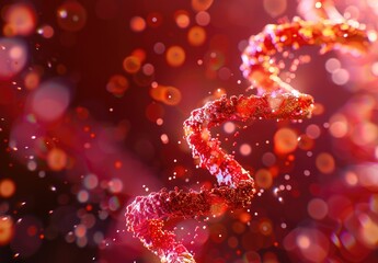 Poster - Molecular Structure of DNA in Vibrant Colors with Abstract Background