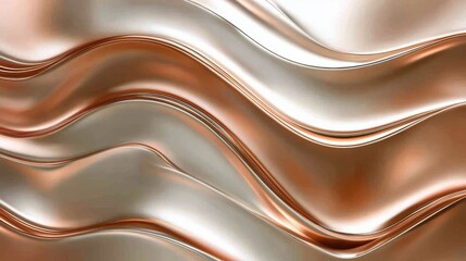 Poster - Intricate metallic wave forms in rose gold champagne tones evoking elegance and fluidity