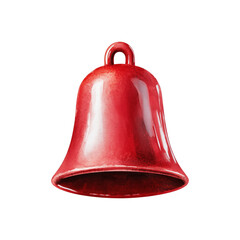 Aufkleber - vibrant red bell notification icon painted in watercolor style, isolated on transparency background, showcasing glossy finish and artistic texture