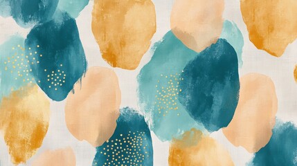 Poster - Elegant pastel design featuring dotted pencil strokes and soft watercolor shapes in a harmonious composition