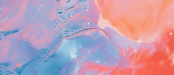 Poster - Colorful liquid interaction creates mesmerizing bubble patterns in abstract composition