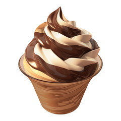 Aufkleber - 3D illustration of cute cartoon chocolate mousse in swirl pattern, isolated on transparency background, showcasing delightful and appetizing dessert