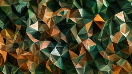 Poster - Exciting low-poly abstract pattern in shades of forest green and earthy tones for creative projects and backgrounds