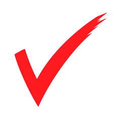 Poster - Red check mark with sharp edges on transparency background, symbolizing approval or correctness