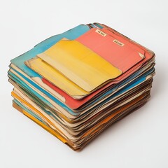 Aufkleber - Stacked multicolored folders with labels showcasing organization for documents in an office setting