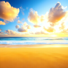 Wall Mural - Golden Sunset Beach Background Image