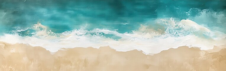  Soothing blend of teal aquamarine and sandy hues capturing the essence of a tranquil shore