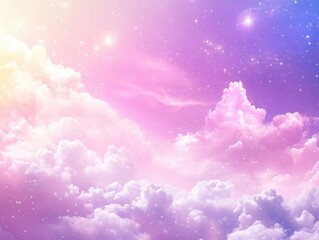 Wall Mural - magical celestial background with sparkling stardust and ethereal pink-purple nebula clouds creating