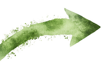 Aufkleber - soft green watercolor arrow with textured brushstroke effect, pointing right. artistic design adds creative and organic feel, suitable for various graphic projects