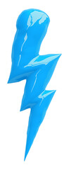 Poster - vibrant cobalt blue electric bolt isolated on transparency background, showcasing dynamic and energetic design. glossy finish adds modern touch to striking lightning shape