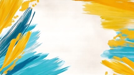 Poster - Bright Gradient Background in Pale Blue and Yellow Paint Strokes