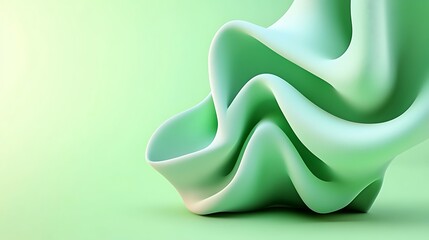 Poster - Soft Wavy Patterns on Pale Green Background for Abstract Design