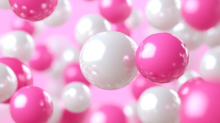 Poster - Faint Pearl and Pastel Pink Balls on Blush Pink Background