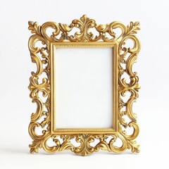 Poster - Decorative gold picture frame with intricate designs suitable for elegant displays or artistic showcases
