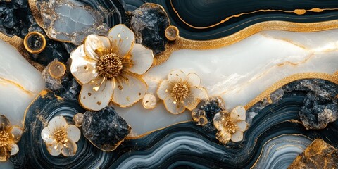 Wall Mural - Close-up of flower on marble