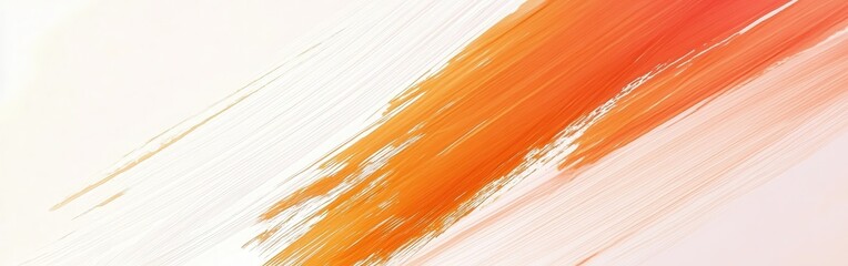 Poster - Minimalist artwork featuring bold orange strokes on a soft white background