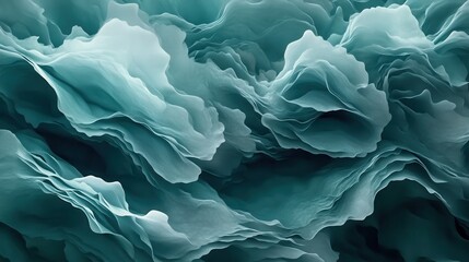 Poster - Abstract pastel teal design featuring flowing layers and textures for modern aesthetic appeal
