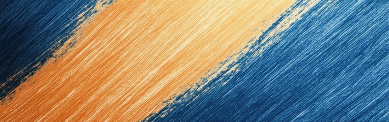 Leinwandbilder - Horizontal lines created with abstract pencil strokes in vibrant blue and orange hues add depth and texture to artistic expression