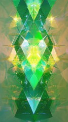 Poster - Colorful abstract design featuring sharp translucent shapes in green and yellow tones